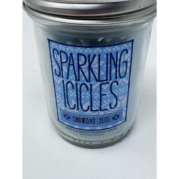 Bath & Body Works Sparkling Icicles 6oz Candle Mason Jar New Winter Christmas - Picture 2 of 5